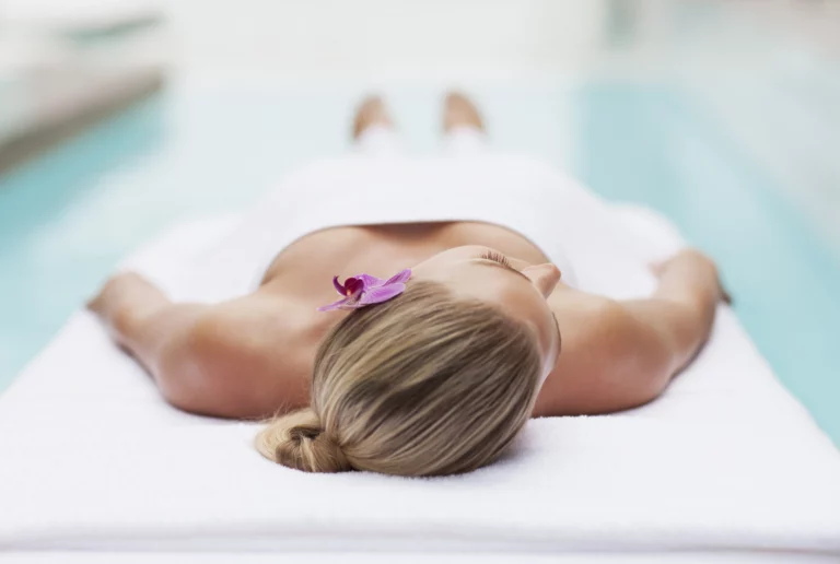 Lady relaxing in a spa at a wellness hotel